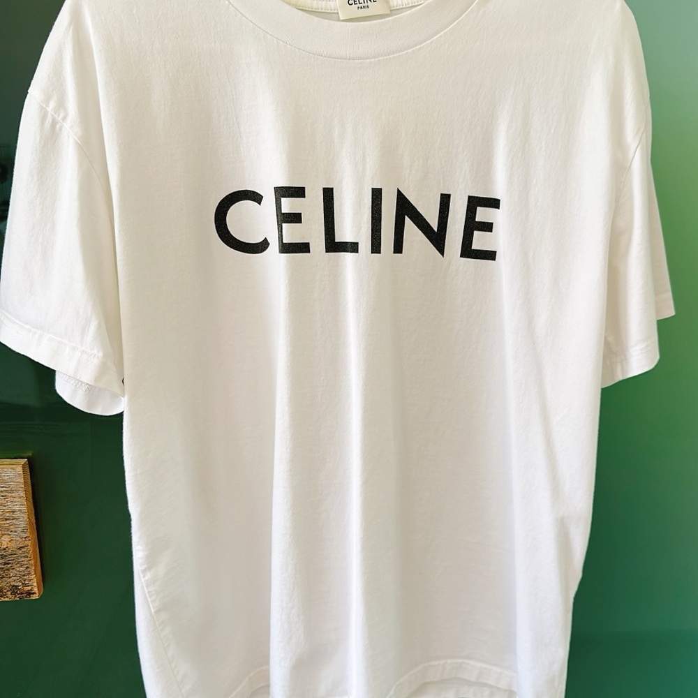 Celine White Short Sleeve Tee